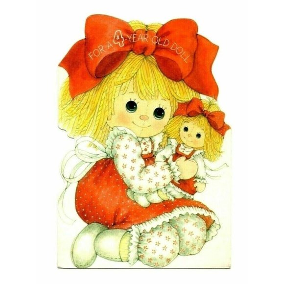 4th Happy Birthday VTG Girls Greeting Card Sweet Doll 1977 Unused Ambassador - Picture 1 of 4